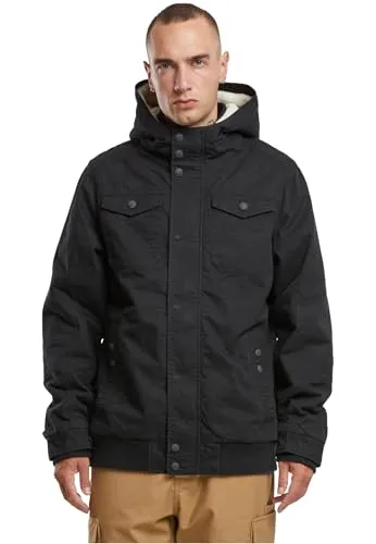 Brandit Meadow Jacket MEN - schwarze Jacke in XXL - Stylische Jacke mit hohem Tragekomfort, fester Kapuze und Teddyfutter. Praktische Taschen und Rippbündchen sorgen für einen perfekten Sitz und zusätzlichen Komfort.