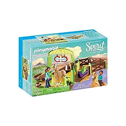 PLAYMOBIL DreamWorks Spirit 9479 Pferdebox Pru & Chica Linda, Ab 4 Jahren