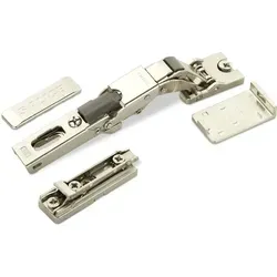 So-tech - 2 X Salice Universalscharnier Push Open Für Glastür Oder Spiegeltür 110° Inkl. Linear-montageplatte Höhe 3 Mm Mit Euroschrauben, Exzenterverstellung, Glastürscharniere Mit Abdeckkappen