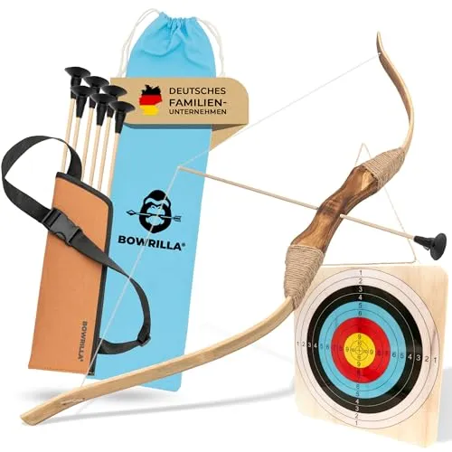 BOWRILLA® Pfeil und Bogen Kinder Set mit Zielscheibe und Köcher