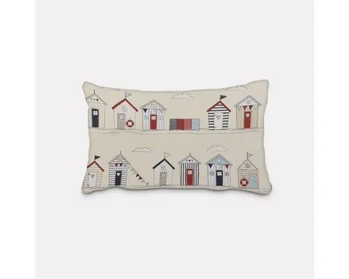 SCHÖNER LEBEN. Dekokissen Kissenhülle Maritim - Dekokissen in ecru, blau und rot, aus 100% Baumwolle, ideal für maritime Akzente im Wohnraum, waschbar bei 30 °C.