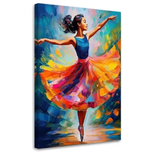 Feeby Bilder - Foto Geschenk - Ballerina Tanz Bunter - 40x60 1tlg - Leinwandbilder Wohnzimmer - Wandbild über dem Bett - Bild Schlafzimmer - Aesthetic Zimmer Deko - Modern Pictures