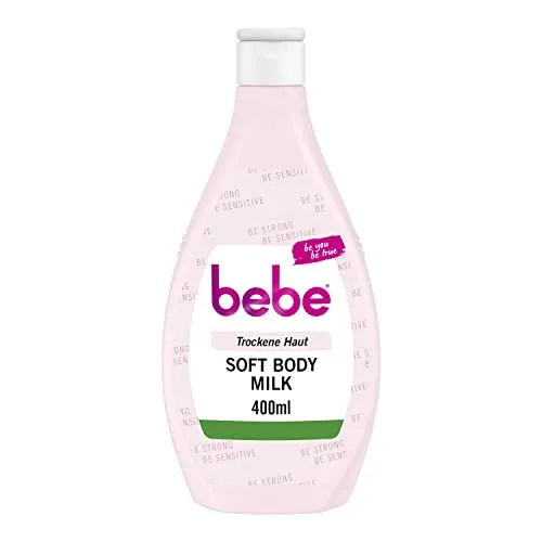 bebe Soft Body Milk 400 ml - Schnell einziehende Bodylotion mit Jojobaöl - Körperlotion für trockene Haut, spendet 24 Stunden Feuchtigkeit und zieht ruckzuck ein. Dermatologisch getestet und in recyclebarer Verpackung.