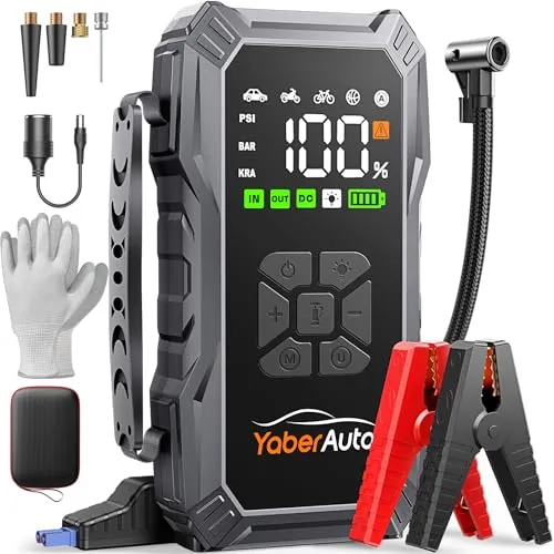 YaberAuto Starthilfe Powerbank mit Kompressor 6000A