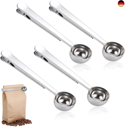 Stück Kaffee Scoop Clip, Edelstahl Kaffeedosierlöffel, Multifunktion K 4