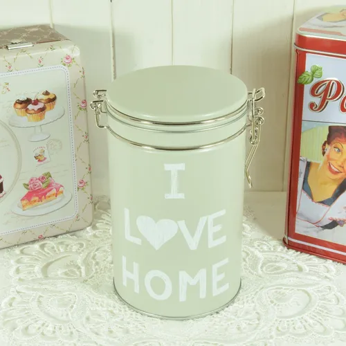 Retro Blechdose Metalldose Nostalgie Dose Vintage Blech I love Home 14,5 x 9 cm