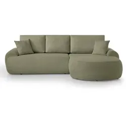 Beautysofa Ecksofa TEDDY aus Bouclé-Stoff in grün von Beautysofa