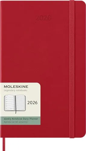 Moleskine 12 Monate Wochen Notizkalender 2026, Large/A5 - Sonstiges: Ideal für Lernende und Professionals, mit Wochenterminen auf der linken und linierten Seite für Notizen, hochwertiges Papier und praktisches Design.