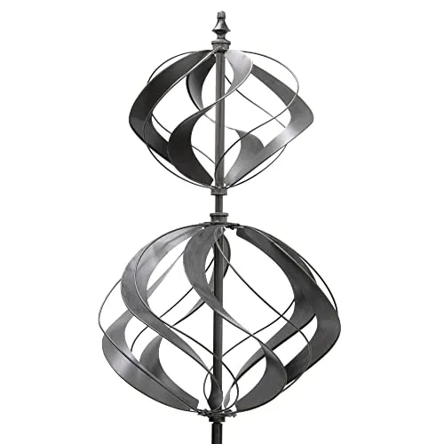 HAFIX Windrad Windtulpe Ø45cm - Dekoratives Windspiel für den Garten - Windspiele aus wetterfestem Metall, einzigartiges Design mit drehenden Blumen, sorgt für eine beruhigende Atmosphäre im Garten.