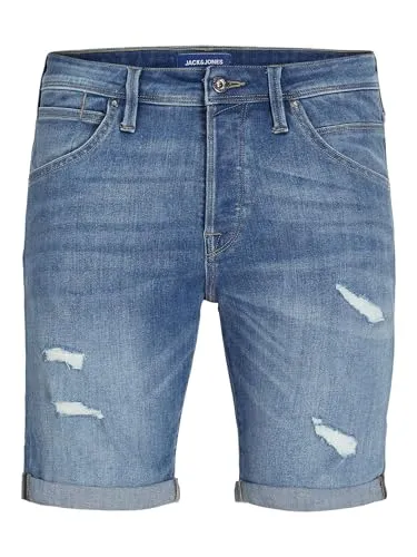 JACK&JONES Herren Jjirick Jjfox 310 Sn Shorts in Blue Denim - Stylische Shorts für Herren von JACK&JONES, perfekt für den Sommer. Leicht und bequem für jeden Anlass.