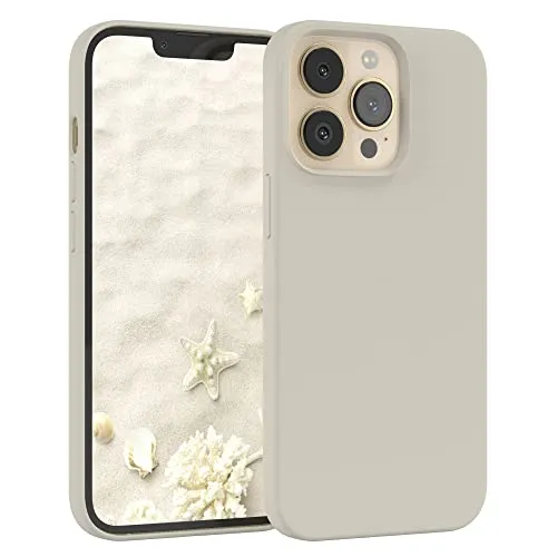 EAZY CASE Premium Silikon Handyhülle kompatibel mit iPhone 13 Pro Slimcover mit Kameraschutz und Innenfutter, Silikonhülle, Schutzhülle, Bumper, Handy Case, Hülle, Softcase, Taupe