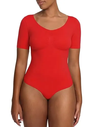 creamy fabrics T-Shirt Bodysuit Shapewear mit Slip – Figurformender Body für Damen – Glättende Sanduhr-Silhouette – Nahtlos, atmungsaktiv & ultraweich – Po-Lifting Effekt & perfekte Passform