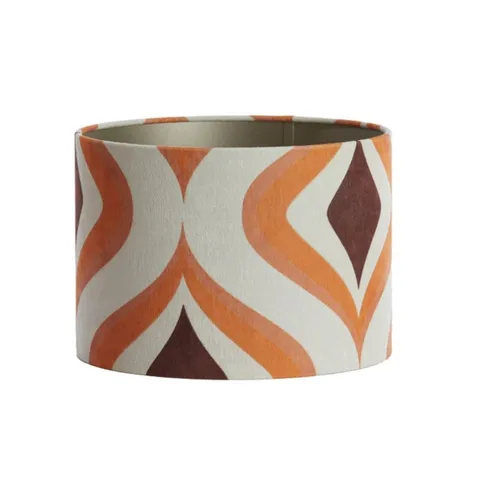 Dirk Davids Lampenschirm Zylinder Retro Orange Braun 25-25-18cm - Lampenschirm Zylinder in hochwertigem Velours, ideal für Standleuchten oder Tischlampen. Schafft harmonisches, warmes Licht und verleiht Ihrem Wohnraum eine anheimelnde Note.