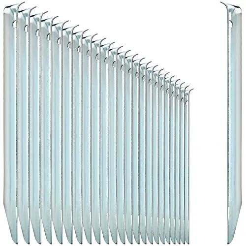 com-four® 24x Zelt-Heringe aus Stahl - halbrunde, robuste Erdnägel für Camping und Outdoor - ideal für normalen Boden - mit Loch für Heringzieher