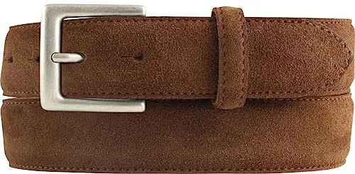 BELTINGER Gürtel aus Veloursleder 3,5 cm | Velour-Ledergürtel für Herren 35mm | Wildleder-Gürtel mit antik-silber Gürtelschließe | Tabac 85cm