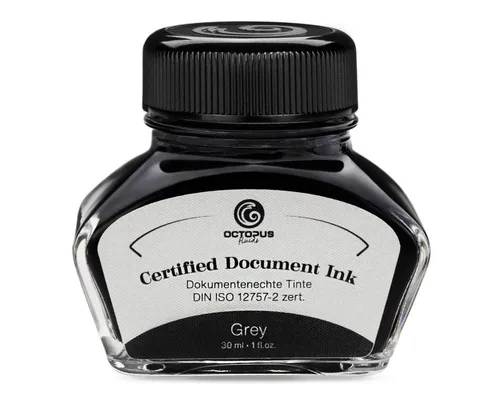 OCTOPUS Fluids Document Ink grey, dokumentenechte Tinte, DIN ISO 12757-2, 30ml Tintenglas (30 ml, 1-tlg., Dokumentenecht)
