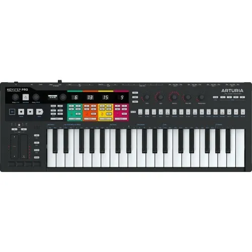 Arturia Keystep Pro Black Edit B-Stock - B-Stock USB/MIDI Controller Keyboard mit 37 anschlagdynamischen Tasten und leistungsstarkem 4-Spur Step-Sequenzer; ideal für kreative Musikproduktion und Live-Performances.