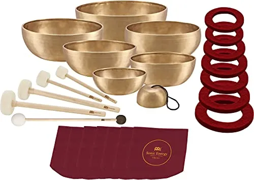Sonic Energy Klangschalen Chakra Set – 7-teilig für Meditation - Klangschalen – 7 handgefertigte Schalen für die 7 Hauptchakren, ideal für Klangheilung und Meditation, inklusive Hülle, Filzring und Schlägel.