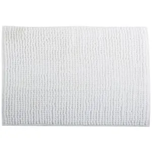 MSV Badematte Badteppich Chenille, 40 x 60 cm, weiß, aus 100 % Polyester, rutschfest