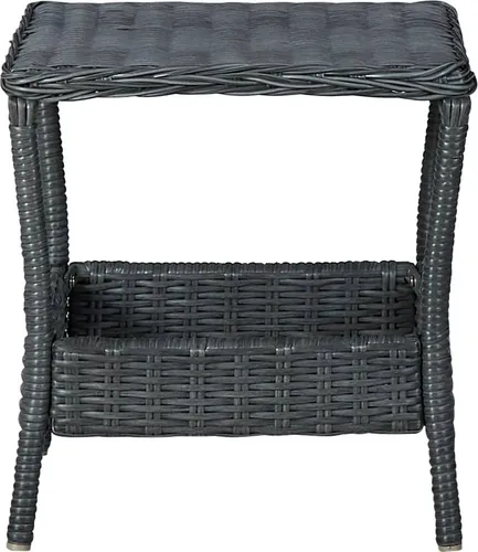 vidaXL Gartentisch Beistelltisch Dunkelgrau 45x45cm - Beistelltisch aus robustem Poly Rattan, ideal für Garten und Balkon. Modernes Design und leicht zu reinigen, perfekt für entspannte Stunden im Freien.