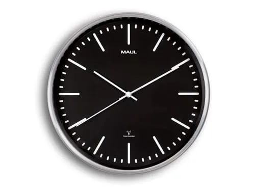 Maul Wanduhr Maulfly Funkuhr, Ø 30,5 cm, schwarz