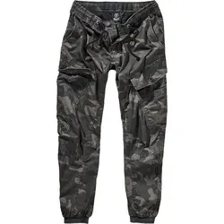 Brandit Ray Vintage Pants - Darkcamo, Größe M - Wanderhosen aus leichtem Paper-Touch Material, ideal für den Sommer. Hoher Tragekomfort durch Elastan und elastischen Bund mit Kordelzug.
