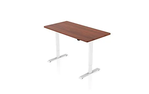 AGIL Elektrisch Höhenverstellbarer Schreibtisch - Weißes Gestell mit Walnuss Tischplatte - 140x70 cm – Ergonomisch & Stufenlos Verstellbar - Erlebe optimale Flexibilität mit unserem elektrisch höhenverstellbaren Schreibtisch. Ideal für Kinder und Erwachsene, leise im Betrieb und mit stabiler Bauweise. Tischplatte in Walnuss-Optik, für ein modernes Arbeitsumfeld.