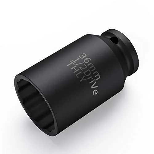 36mm Stecknuss 1/2 Zoll Antrieb, 12 Kant Steckschlüssel-Einsatz Antriebswelle Nüsse, CR-MO Zum Einfachen Entfernen der Achswellenmuttern (36 mm)