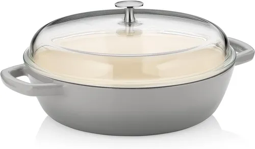 kela Bauernpfanne Calido, Ø 28 cm - Runde Gusseisenpfanne mit 3,8 L Kapazität, ideal für alle Herdtypen und perfekt zum langsamen Kochen und Braten.