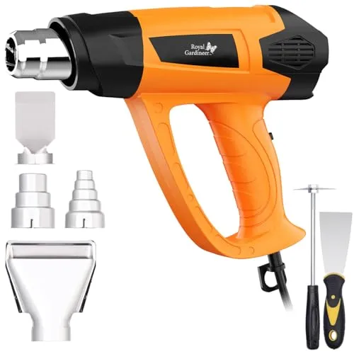 Royal Gardineer BBQ-Anzündhilfe: Heißluftpistolen-Kit, Temperaturregelung 60-600 °C, bis 500 l/Min. (Elektrische Grillstarter, Elektrische Ofenanzünder)