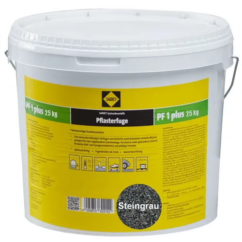 SAKRET Pflasterfugenmörtel PF1 plus steingrau 25 kg - Hochwertiger Pflasterfugenmörtel für stabile und langlebige Fugen, ideal für Außenanlagen und Terrassen. Wetterbeständig und einfach anzuwenden.