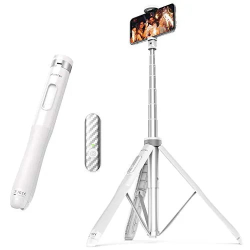 Atumtek 130 cm Selfie-Stick Stativ, Bluetooth-Selfie-Stick aus robustem Aluminium und mit rutschfesten Stativfüßen für iPhone und Android, ideal für Selfies, Videoaufnahmen und Live-Streaming