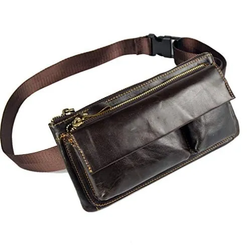 Leder Gürteltasche Gürteltasche für Herren Frauen Reisen, Wandern, Laufen, Hüftgürtel, Schlankes Handy, Geldbörse, Geldbeutel Kaffee