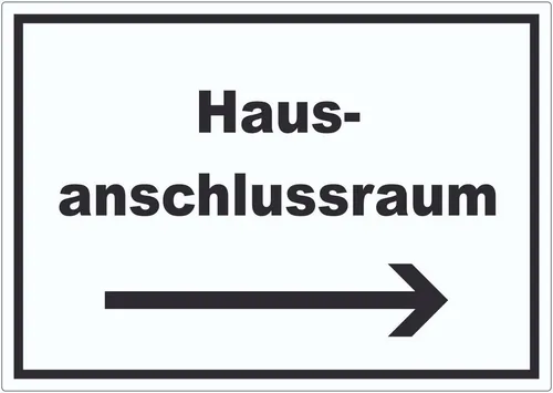 HB-Druck Aufkleber Hausanschlussraum Aufkleber mit Text und Richtungspfeil rechts HAR, wetterfest, UV-beständig, kratzfest