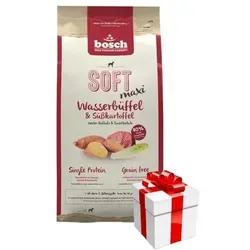 Bosch Plus Soft Maxi Wasserbüffel Süßkartoffeln 12,5 kg - Hochwertiges Hundefutter für alle Rassen + GRATIS Mr.BIG Stücke in Sauce mit Lachs 400g