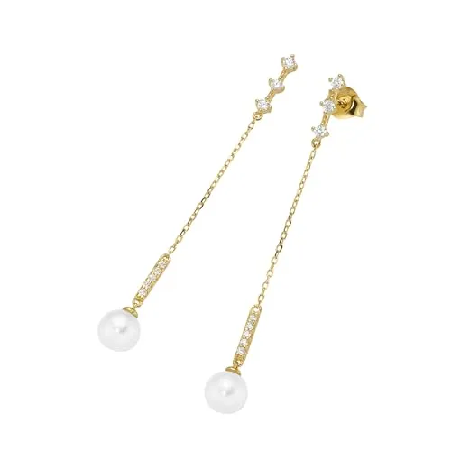 Giorgio Martello Milano Ohrhänger Ohrhänger mit Süßwasser-Perlen und Zirkonia, Silber 925