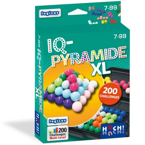 HUCH!, IQ Pyramide XL, Spannendes 3D-Puzzlespiel, Fördert räumliches Denkvermögen, 200 Herausforderungen in 2D & 3D für kreative Knobler, Für 1 Spieler ab 7 Jahren