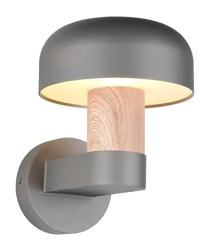 Moderne Wandlampe für Außenbereich, anthrazit/holzfarben - Lampen für den Außenbereich, wetterfestes Aluminium mit IP54 Schutz, ideal für Eingangsbereiche und Terrassen, individuell wählbare E27 Leuchtmittel für optimale Lichtgestaltung.
