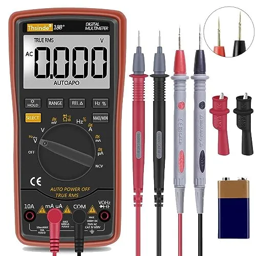 Digital Multimeter 18B - Automatische Bereichswahl & beleuchtetes Display - Multimeter für AC/DC Spannung, Strom, Widerstand und mehr. Mit 3 Zoll großem, beleuchtetem Display und automatischer Bereichswahl für einfache Messungen. Ideal für Profis und Hobbyanwender.