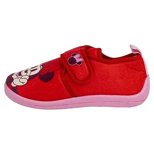 Disney Minnie Mouse Hausschuhe für Kinder, Rot und Rosa, Größe 34-35, mit Klettverschluss, französische Kinderschuhe aus Polyester und TPR, Originalprodukt, entworfen in Spanien, rot, 34/35 EU
