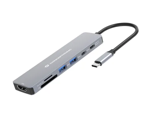 Conceptronic DONN28G CONCEPTRONIC 7-1 Dock USB-C->HDMI/USB-C/2xUSB-A/+ 25cm g