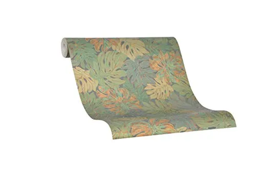 marburg Tapete Grün Gold Floral Floral Pflanze Blätter Blatt für Schlafzimmer Wohnzimmer oder Küche Made in Germany 10,05m x 0,53m 30434