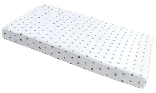 Medi Partners Spannbettlaken 60x120 Baby Bettlaken Kinderbett Spannbetttuch 100% Baumwolle - Fitted Kinder Sheet Bettwäsche Babymatratze Schlafsack Babybett (graue Sterne mit Weiß)