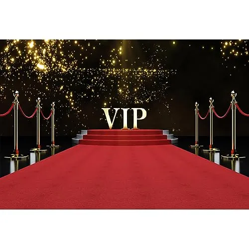 YongFoto 3x2m Vinyl Fotografie Hintergrund VIP Bühne Roter Teppich Golden Glitter Punkte für Geburtstag Hochzeit Event Hintergrund Event Party Dekoration Portrait Foto Studio Photo Requisiten