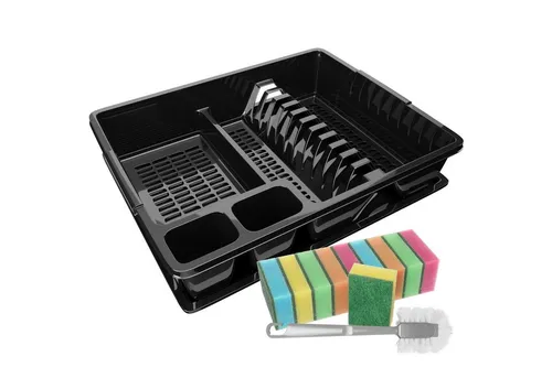 Wellgro Geschirrständer Abtropfgestel mit Reinigungsbürste und 10 Schwämmen