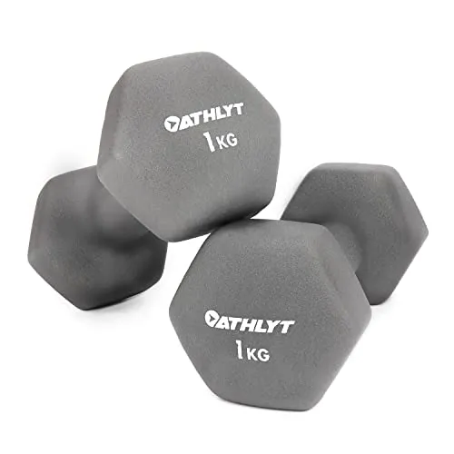 Athlyt Unisex's Neoprene Dip Dumbbell Grey, 2 x 1 kg | Dumbell set