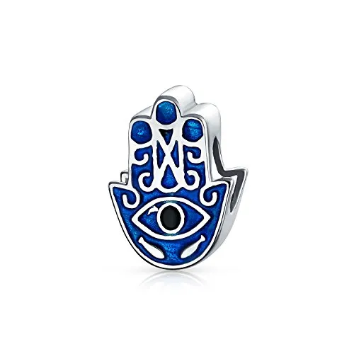 Amulett Talisman Blaues Hamsa Hand Böses Auge Spiritueller Glücksbringer Perle Für Teenager Für Frauen .925 Sterlingsilber Passt Europäisches Armband