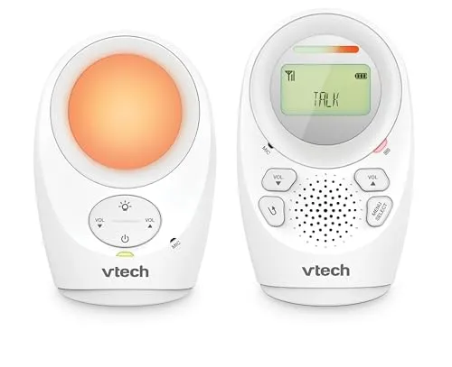 VTech DM1211 Audio-Babyphone, große Reichweite, Babyphone mit 2-Wege-Talk, Geräuschpegelanzeige, Temperatursensor, beruhigende Geräusche, Elterneinheit Gürtelclip