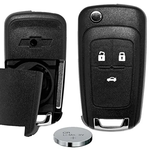 Klapp Schlüssel Gehäuse Funkschlüssel Fernbedienung 3 Tasten Autoschlüssel Rohling + Batterie für Chevrolet