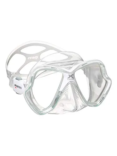 Mares Tauchmaske X-Vision - Klar Weiß - Taucherbrillen mit verbessertem Sitz und Tragekomfort, 20 % breiteres Gesichtsfeld und optische Gläser nachrüstbar für optimale Sichtunterwasser.